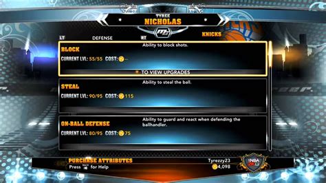 NBA 2K13 My Career (My Player) Table .